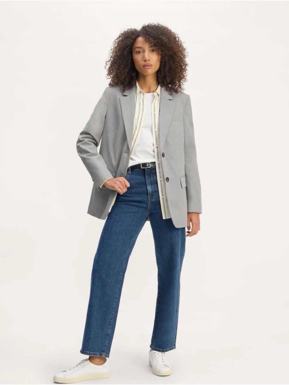 Everlane The Oversized Blazer Buttersmooth Organic Cotton Blend Gray Size 2